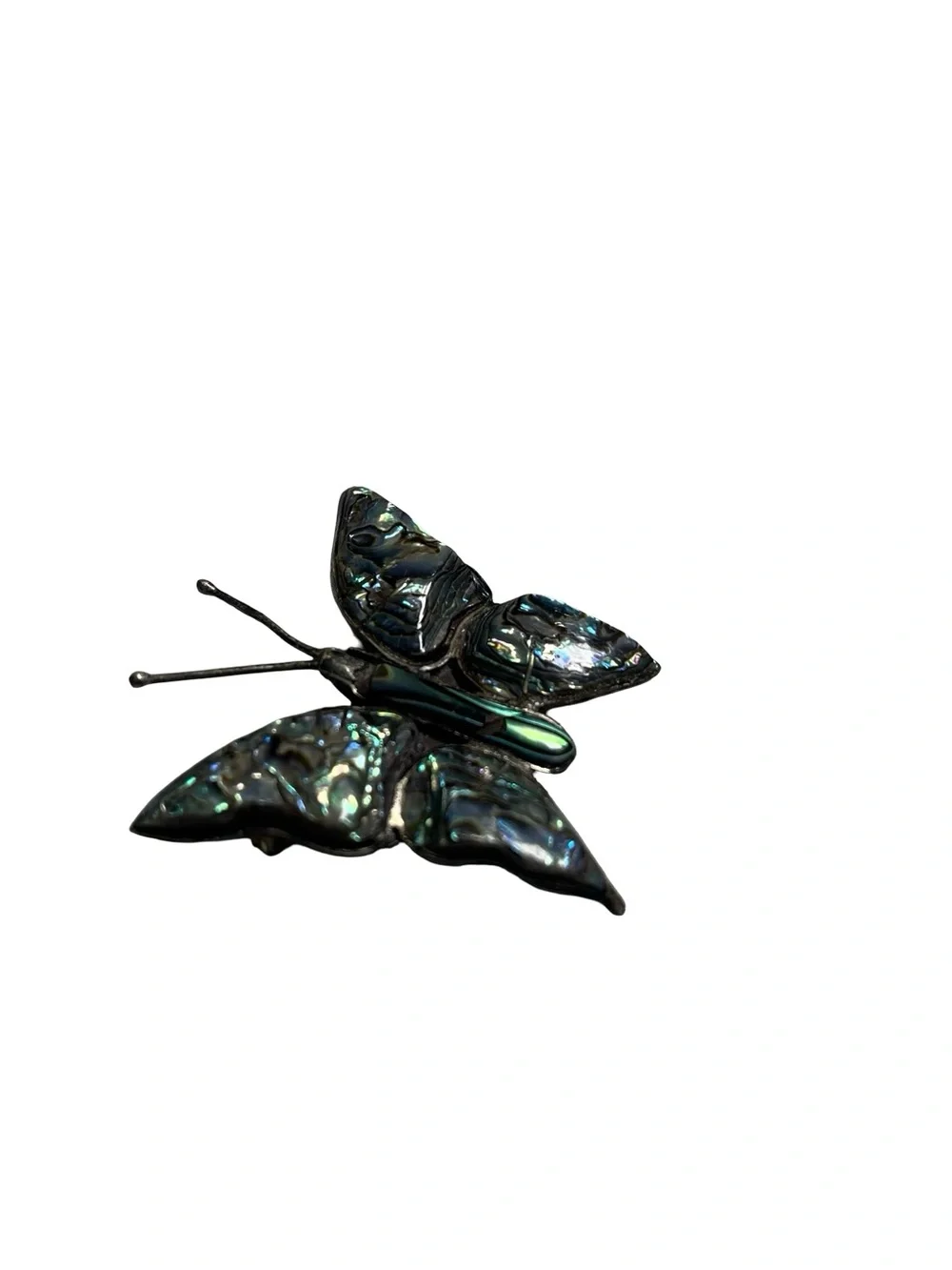 Vtg Signed SJB Taxco Mexico 925 Sterling Silvr Abalone Butterfly Brooch Pin 5.8g